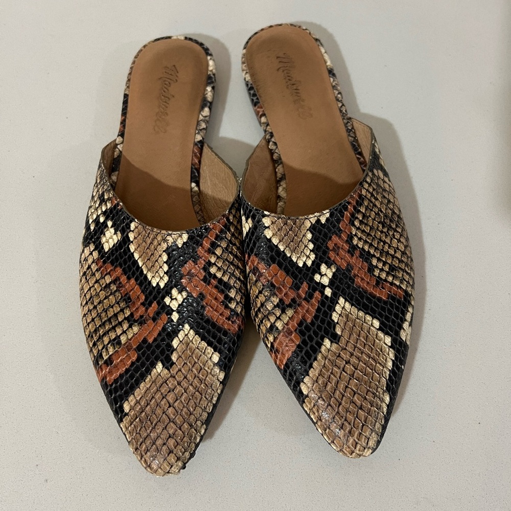 Madewell The Remi Mule in Snake Embossed Leather Size 9